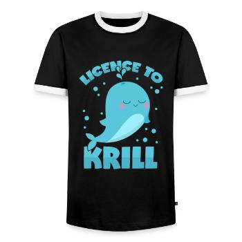 Jeux de mots sur les baleines - permis de manger du krill - T-shirt contrasté Homme - noir/blanc - Devant - AI Model Female 172 light (172cm) & AI Model Male 178 light (178cm)