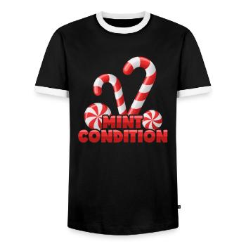 Candy canes: Mint condition, good condition - Men's Ringer Shirt - black/white - Front - AI Model Female 172 light (172cm) & AI Model Male 178 light (178cm)