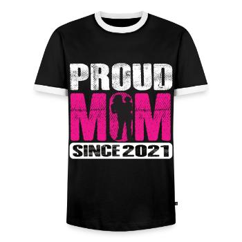 Proud Mom Since 2021 - Männer Kontrast-T-Shirt - Schwarz/Weiß - Vorne - AI Model Female 172 light (172cm) & AI Model Male 178 light (178cm)