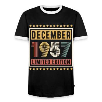 Millésime Décembre 1957 Edition Limitée Anniversaire - T-shirt contrasté Homme - noir/blanc - Devant - AI Model Female 172 light (172cm) & AI Model Male 178 light (178cm)