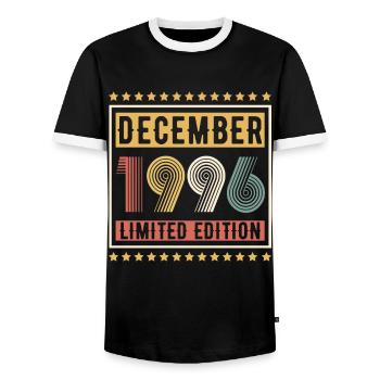 Millésime Décembre 1996 Edition Limitée Anniversaire - T-shirt contrasté Homme - noir/blanc - Devant - AI Model Female 172 light (172cm) & AI Model Male 178 light (178cm)