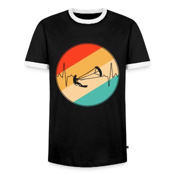 Kite Surf Retro Heartbeat - T-shirt contrasté Homme - noir/blanc - Devant - AI Model Female 172 light (172cm) & AI Model Male 178 light (178cm)