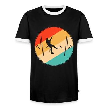klettern retro herzschlag - Männer Kontrast-T-Shirt - Schwarz/Weiß - Vorne - AI Model Female 172 light (172cm) & AI Model Male 178 light (178cm)