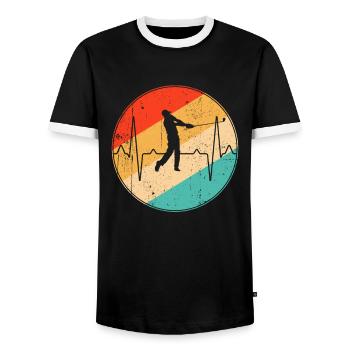 Golf Retro Heartbeat - Men's Ringer Shirt - black/white - Front - AI Model Female 172 light (172cm) & AI Model Male 178 light (178cm)