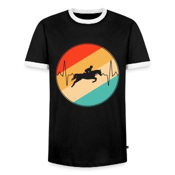Pferd retro herzschlag - Männer Kontrast-T-Shirt - Schwarz/Weiß - Vorne - AI Model Female 172 light (172cm) & AI Model Male 178 light (178cm)