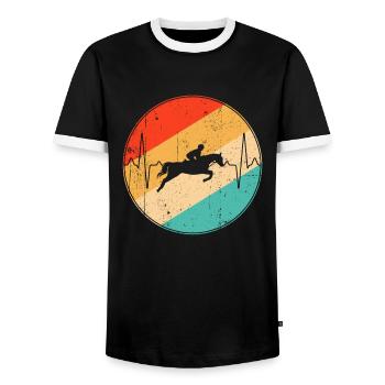 Pferd retro herzschlag - Männer Kontrast-T-Shirt - Schwarz/Weiß - Vorne - AI Model Female 172 light (172cm) & AI Model Male 178 light (178cm)