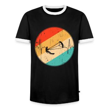 Kite Surf Retro Heartbeat - T-shirt contrasté Homme - noir/blanc - Devant - AI Model Female 172 light (172cm) & AI Model Male 178 light (178cm)