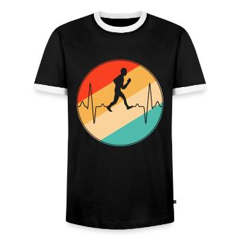 Jogging Retro Heartbeat - T-shirt contrasté Homme - noir/blanc - Devant - AI Model Female 172 light (172cm) & AI Model Male 178 light (178cm)