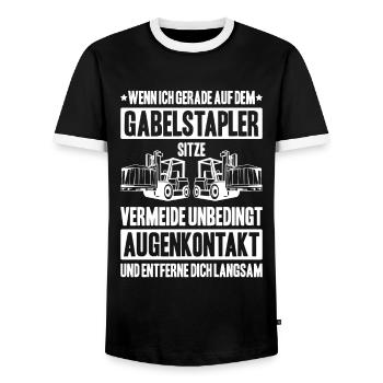Staplerfahrer Gabelstaplerfahrer Forklift Operator - Männer Kontrast-T-Shirt - Schwarz/Weiß - Vorne - AI Model Female 172 light (172cm) & AI Model Male 178 light (178cm)