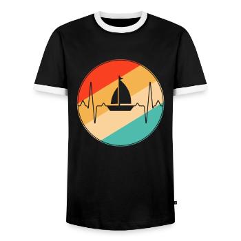 Voile Rétro Heartbeat - T-shirt contrasté Homme - noir/blanc - Devant - AI Model Female 172 light (172cm) & AI Model Male 178 light (178cm)