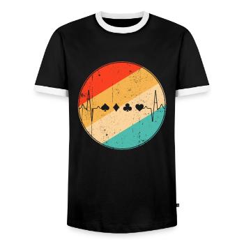 Poker Retro Heartbeat - T-shirt contrasté Homme - noir/blanc - Devant - AI Model Female 172 light (172cm) & AI Model Male 178 light (178cm)