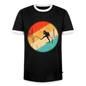 Tauchen Retro Herzschlag - Männer Kontrast-T-Shirt - Schwarz/Weiß - Vorne - AI Model Female 172 light (172cm) & AI Model Male 178 light (178cm)