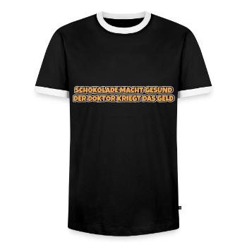 Schokolade macht gesund Lustiger Spruch Schokolade - Männer Kontrast-T-Shirt - Schwarz/Weiß - Vorne - AI Model Female 172 light (172cm) & AI Model Male 178 light (178cm)