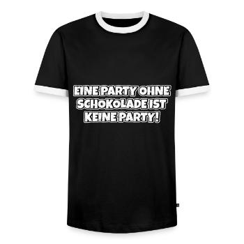 Ohne Schokolade keine Party Lustiger Spruch Witz - Männer Kontrast-T-Shirt - Schwarz/Weiß - Vorne - AI Model Female 172 light (172cm) & AI Model Male 178 light (178cm)
