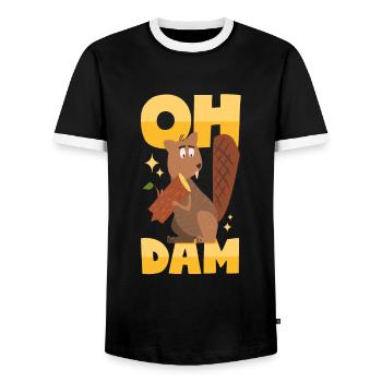 Beaver puns - Men's Ringer Shirt - black/white - Front - AI Model Female 172 light (172cm) & AI Model Male 178 light (178cm)