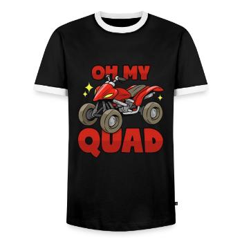 Quad pun, dicton ATV - T-shirt contrasté Homme - noir/blanc - Devant - AI Model Female 172 light (172cm) & AI Model Male 178 light (178cm)