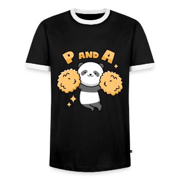 Panda Cheerleaders - Men's Ringer Shirt - black/white - Front - AI Model Female 172 light (172cm) & AI Model Male 178 light (178cm)