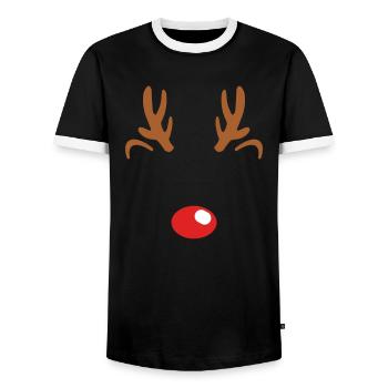 Reindeer outline - Men's Ringer Shirt - black/white - Front - AI Model Female 172 light (172cm) & AI Model Male 178 light (178cm)