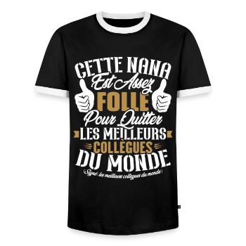Collègue Nana, Cadeau meilleurs collègues du monde - T-shirt contrasté Homme - noir/blanc - Devant - AI Model Female 172 light (172cm) & AI Model Male 178 light (178cm)