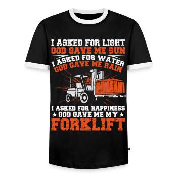 Opérateur de chariot élévateur certifié - T-shirt contrasté Homme - noir/blanc - Devant - AI Model Female 172 light (172cm) & AI Model Male 178 light (178cm)