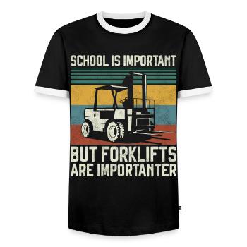 Certified Forklift Truck Operator - Männer Kontrast-T-Shirt - Schwarz/Weiß - Vorne - AI Model Female 172 light (172cm) & AI Model Male 178 light (178cm)