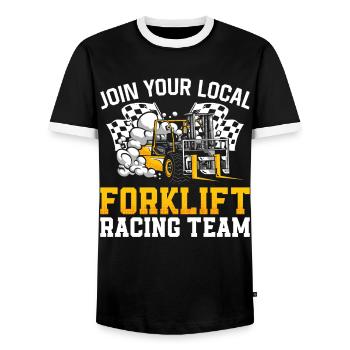 Certified Forklift Truck Operator - Men's Ringer Shirt - black/white - Front - AI Model Female 172 light (172cm) & AI Model Male 178 light (178cm)