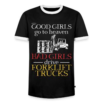 Certified Forklift Truck Operator - Männer Kontrast-T-Shirt - Schwarz/Weiß - Vorne - AI Model Female 172 light (172cm) & AI Model Male 178 light (178cm)