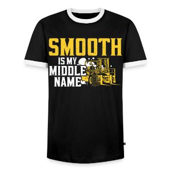 Certified Forklift Truck Operator - Men's Ringer Shirt - black/white - Front - AI Model Female 172 light (172cm) & AI Model Male 178 light (178cm)