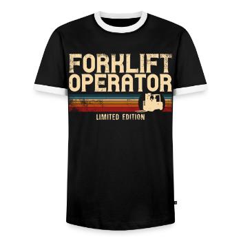 Certified Forklift Truck Operator - Männer Kontrast-T-Shirt - Schwarz/Weiß - Vorne - AI Model Female 172 light (172cm) & AI Model Male 178 light (178cm)
