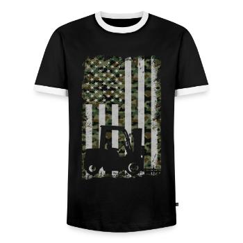 Certified Forklift Truck Operator - Men's Ringer Shirt - black/white - Front - AI Model Female 172 light (172cm) & AI Model Male 178 light (178cm)