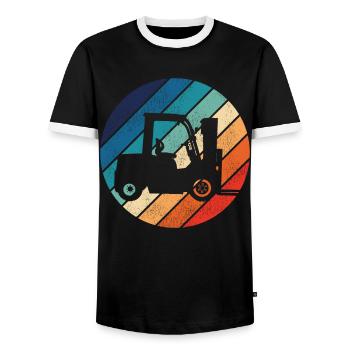 Certified Forklift Truck Operator - Men's Ringer Shirt - black/white - Front - AI Model Female 172 light (172cm) & AI Model Male 178 light (178cm)