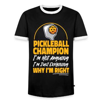 Pickleball Pickleball Champion I'm - Männer Kontrast-T-Shirt - Schwarz/Weiß - Vorne - AI Model Female 172 light (172cm) & AI Model Male 178 light (178cm)