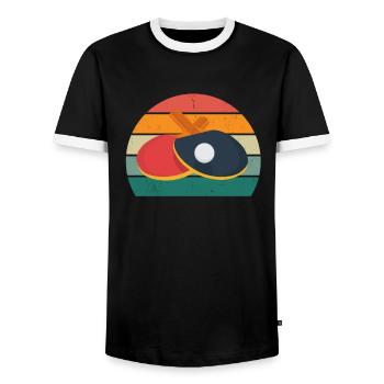 Joueur de tennis de table Tennis de table net spin servir - T-shirt contrasté Homme - noir/blanc - Devant - AI Model Female 172 light (172cm) & AI Model Male 178 light (178cm)