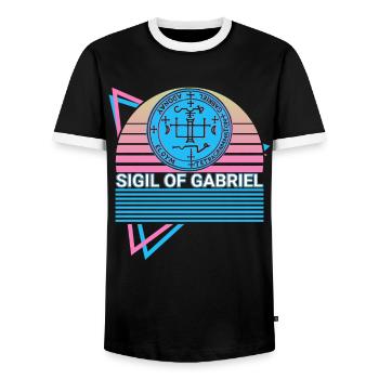 Siegel von Gabriel Erzengel Siegel Retro - T-shirt contrasté Homme - noir/blanc - Devant - AI Model Female 172 light (172cm) & AI Model Male 178 light (178cm)