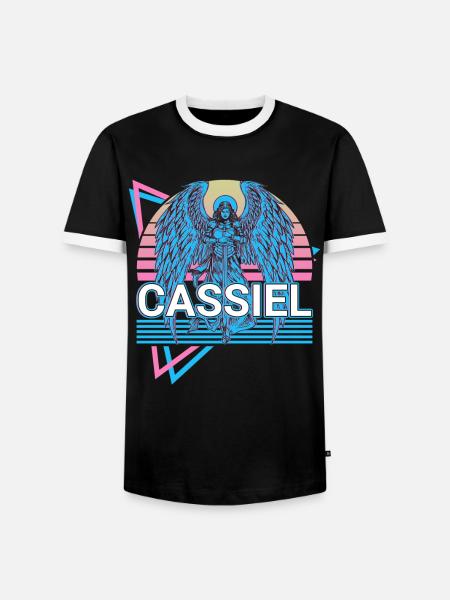 Cassiel Erzengel Retro - Männer Kontrast-T-Shirt - Schwarz/Weiß