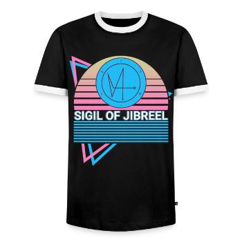 Sceau de Jibrael Archange Sceau Rétro - T-shirt contrasté Homme - noir/blanc - Devant - AI Model Female 172 light (172cm) & AI Model Male 178 light (178cm)