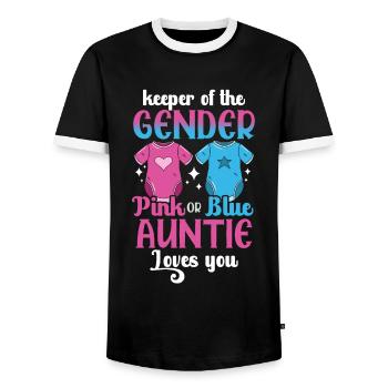 Gardienne du genre Pink Or Blue Auntie Loves You - T-shirt contrasté Homme - noir/blanc - Devant - AI Model Female 172 light (172cm) & AI Model Male 178 light (178cm)