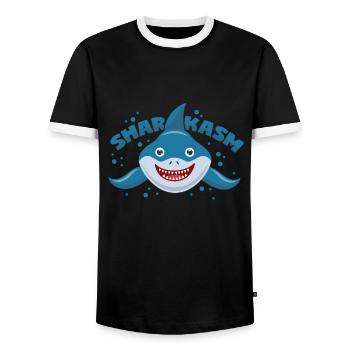 Sarcasme Requin - T-shirt contrasté Homme - noir/blanc - Devant - AI Model Female 172 light (172cm) & AI Model Male 178 light (178cm)