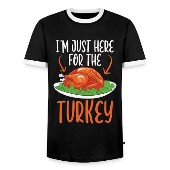 Je suis juste ici pour la Turquie - T-shirt contrasté Homme - noir/blanc - Devant - AI Model Female 172 light (172cm) & AI Model Male 178 light (178cm)