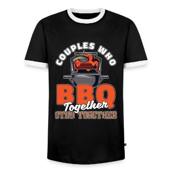 Bbq Grillen Paar - Männer Kontrast-T-Shirt - Schwarz/Weiß - Vorne - AI Model Female 172 light (172cm) & AI Model Male 178 light (178cm)