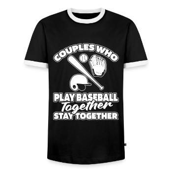 Baseball Couple - T-shirt contrasté Homme - noir/blanc - Devant - AI Model Female 172 light (172cm) & AI Model Male 178 light (178cm)