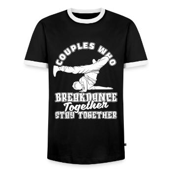 Breakdance Breakdancer Breakdancing Couple - Men's Ringer Shirt - black/white - Front - AI Model Female 172 light (172cm) & AI Model Male 178 light (178cm)