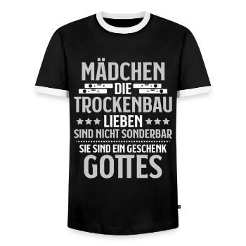 Trockenbaumonteur Trockenbau Drywaller - Männer Kontrast-T-Shirt - Schwarz/Weiß - Vorne - AI Model Female 172 light (172cm) & AI Model Male 178 light (178cm)