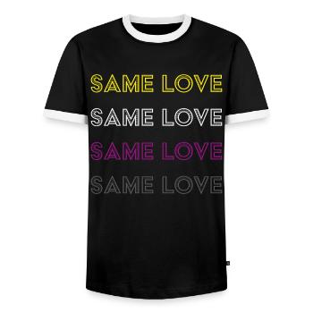 Asexuell Asexualität Asexuelle Flagge Community - Männer Kontrast-T-Shirt - Schwarz/Weiß - Vorne - AI Model Female 172 light (172cm) & AI Model Male 178 light (178cm)