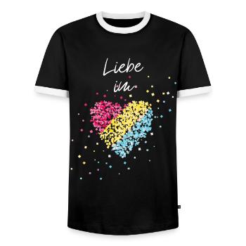 Love in the heart Pansexual community Pansexual - Men's Ringer Shirt - black/white - Front - AI Model Female 172 light (172cm) & AI Model Male 178 light (178cm)