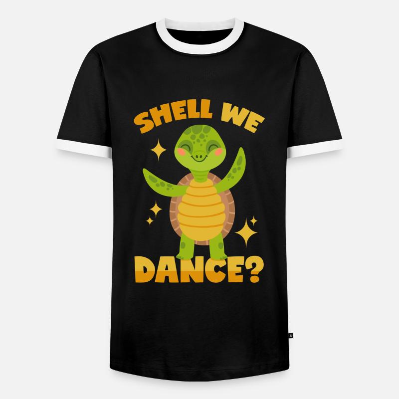 Dancing turtle - Men's Ringer Shirt - black/white