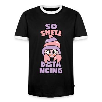 Einsiedlerkrebs - Social Distancing - Männer Kontrast-T-Shirt - Schwarz/Weiß - Vorne - AI Model Female 172 light (172cm) & AI Model Male 178 light (178cm)
