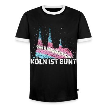 Kölner Dom Köln Kölle Transgender Transsexuell - Männer Kontrast-T-Shirt - Schwarz/Weiß - Vorne - AI Model Female 172 light (172cm) & AI Model Male 178 light (178cm)