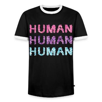 Bisexualité Bisexuelle Flag Bi Homo Gay - T-shirt contrasté Homme - noir/blanc - Devant - AI Model Female 172 light (172cm) & AI Model Male 178 light (178cm)