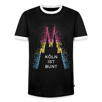 Cologne Cathedral Cologne Colonia Pansexual Pansexual - Men's Ringer Shirt - black/white - Front - AI Model Female 172 light (172cm) & AI Model Male 178 light (178cm)